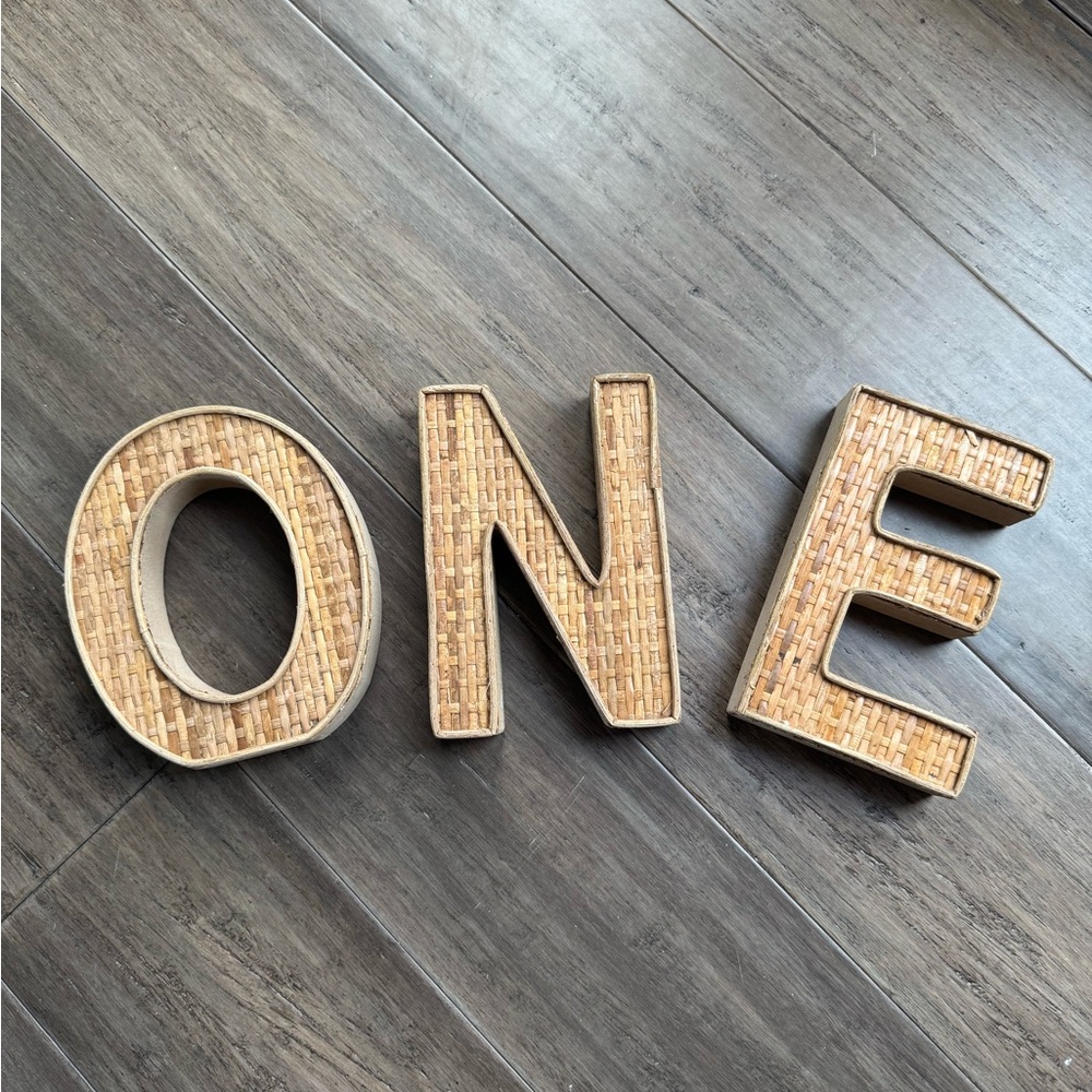 Natural Wood 'ONE' Decorative Letters
